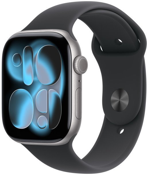 Apple Watch Series 11 GPS + Cellular 42mm Space Grey Aluminium Case with Black Sport Band - S/M