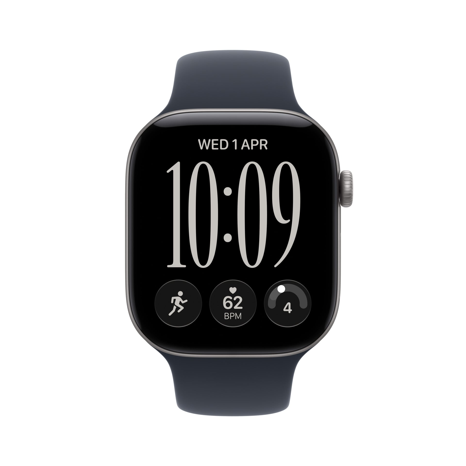 Apple Watch Series 12 GPS 46 mm, hliníkové puzdro v farbe Space Grey s modrým športovým remienkom – M/L