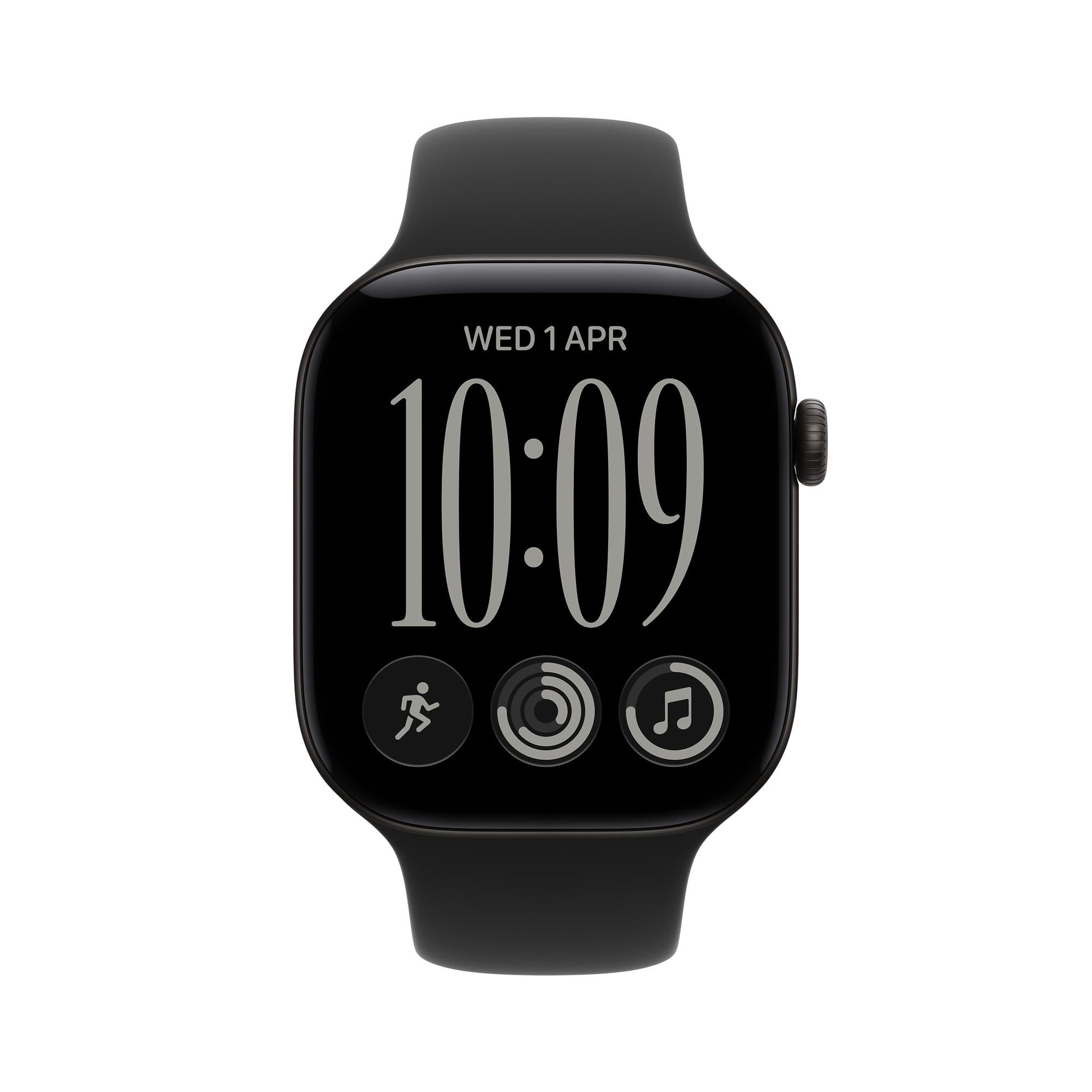 Apple Watch Series 12 GPS + Cellular 46 mm, čierne hliníkové puzdro s čiernym športovým remienkom – S/M