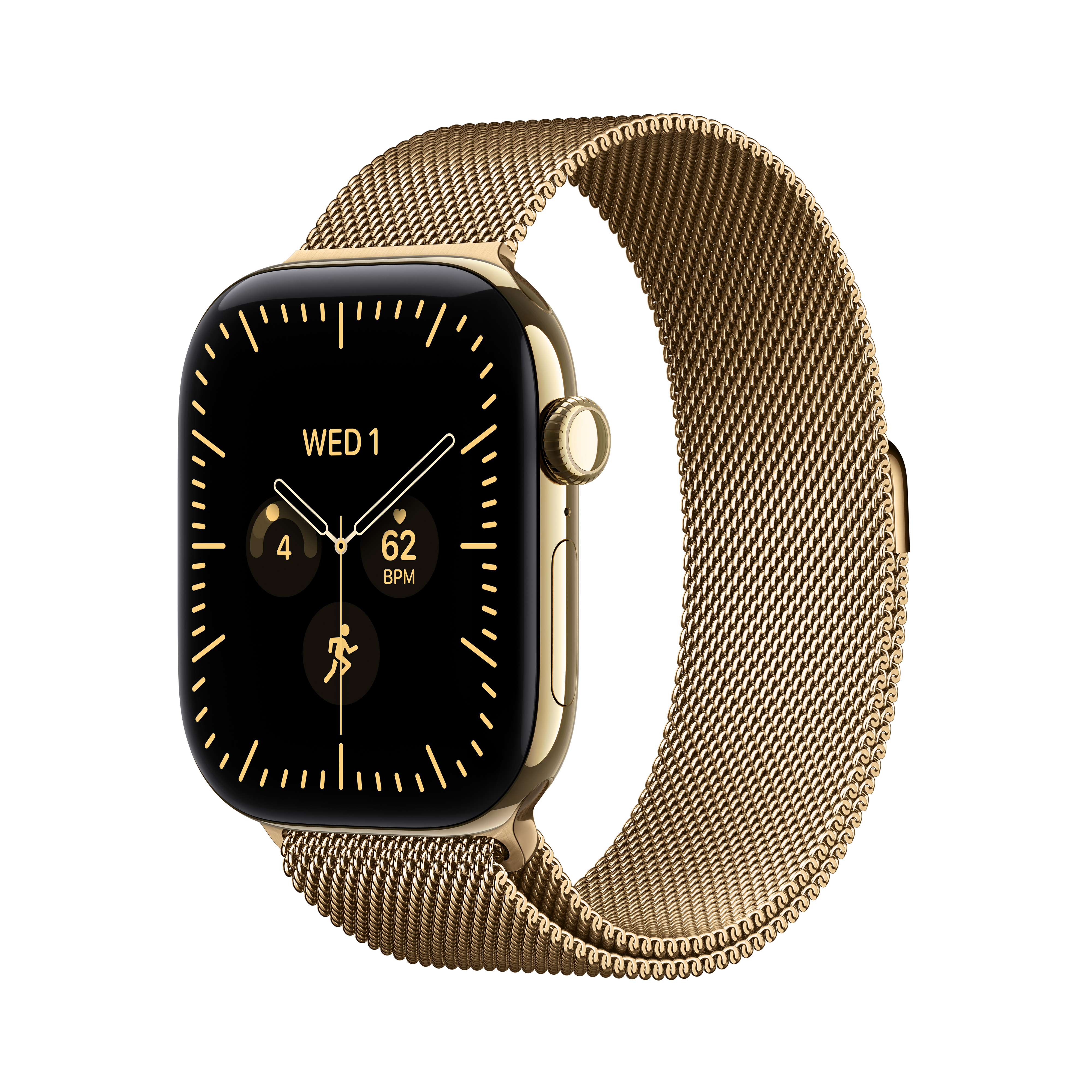 Apple Watch Series 12 GPS + Cellular 46 mm, titánové puzdro v odtieni Radiant Gold s milánskym remienkom v odtieni Radiant Gold – S/M