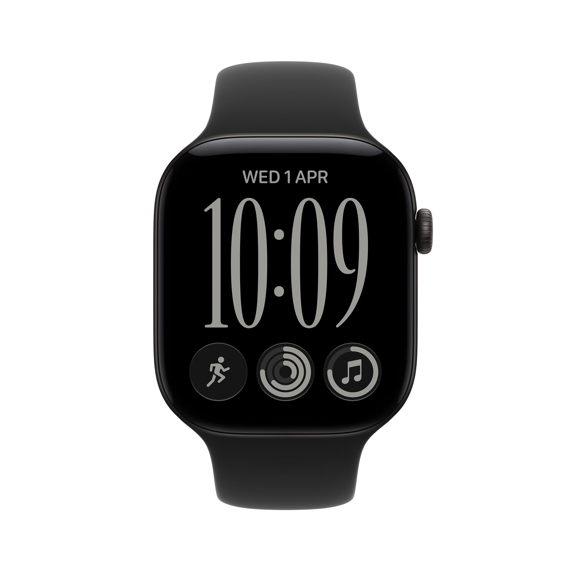Apple Watch Series 12 GPS + Cellular 46mm Black Aluminium Case with Black Sport Band - S/M