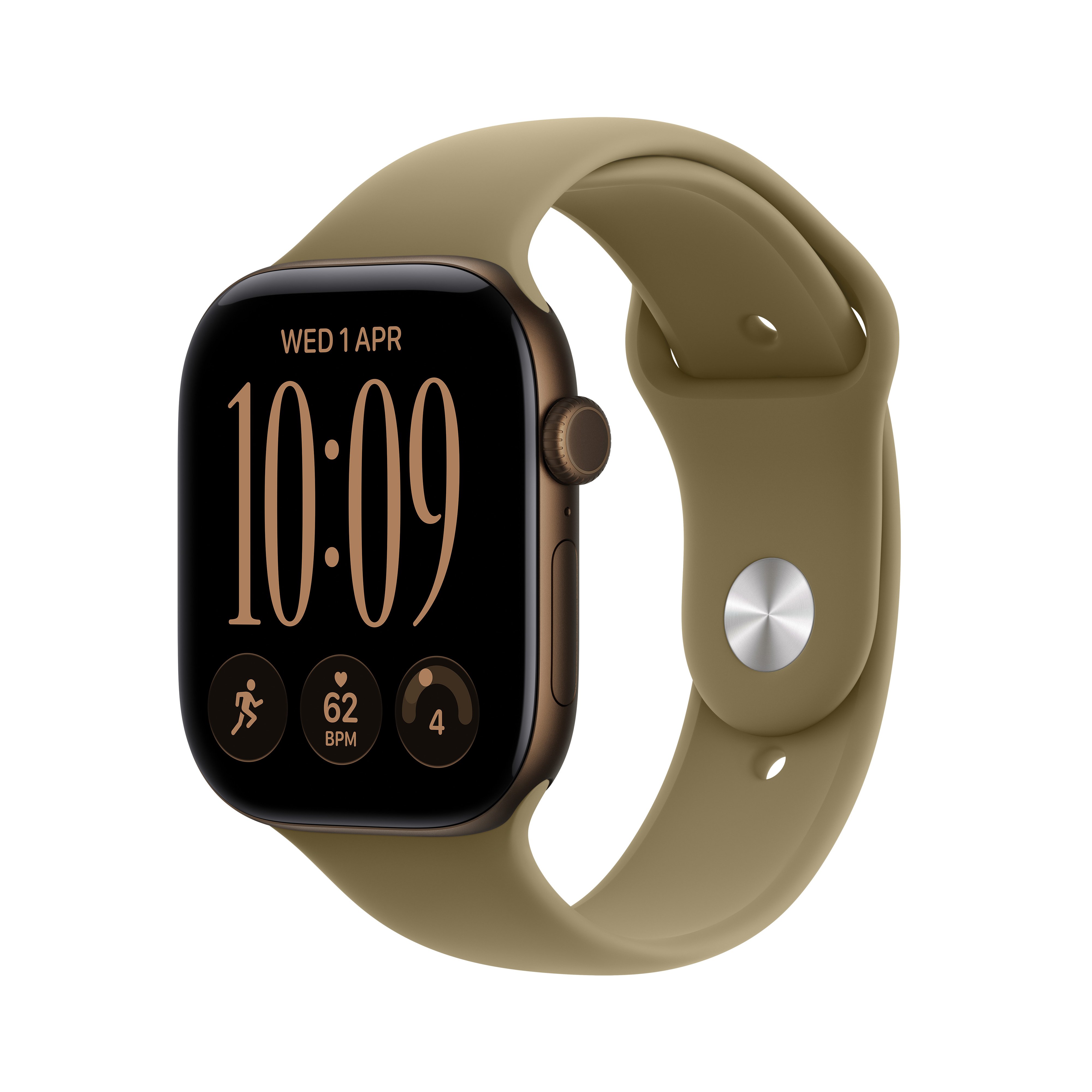 Apple Watch Series 12 GPS + Cellular 46mm Dark Bronze Aluminium Case with Olive Sport Band - S/M
