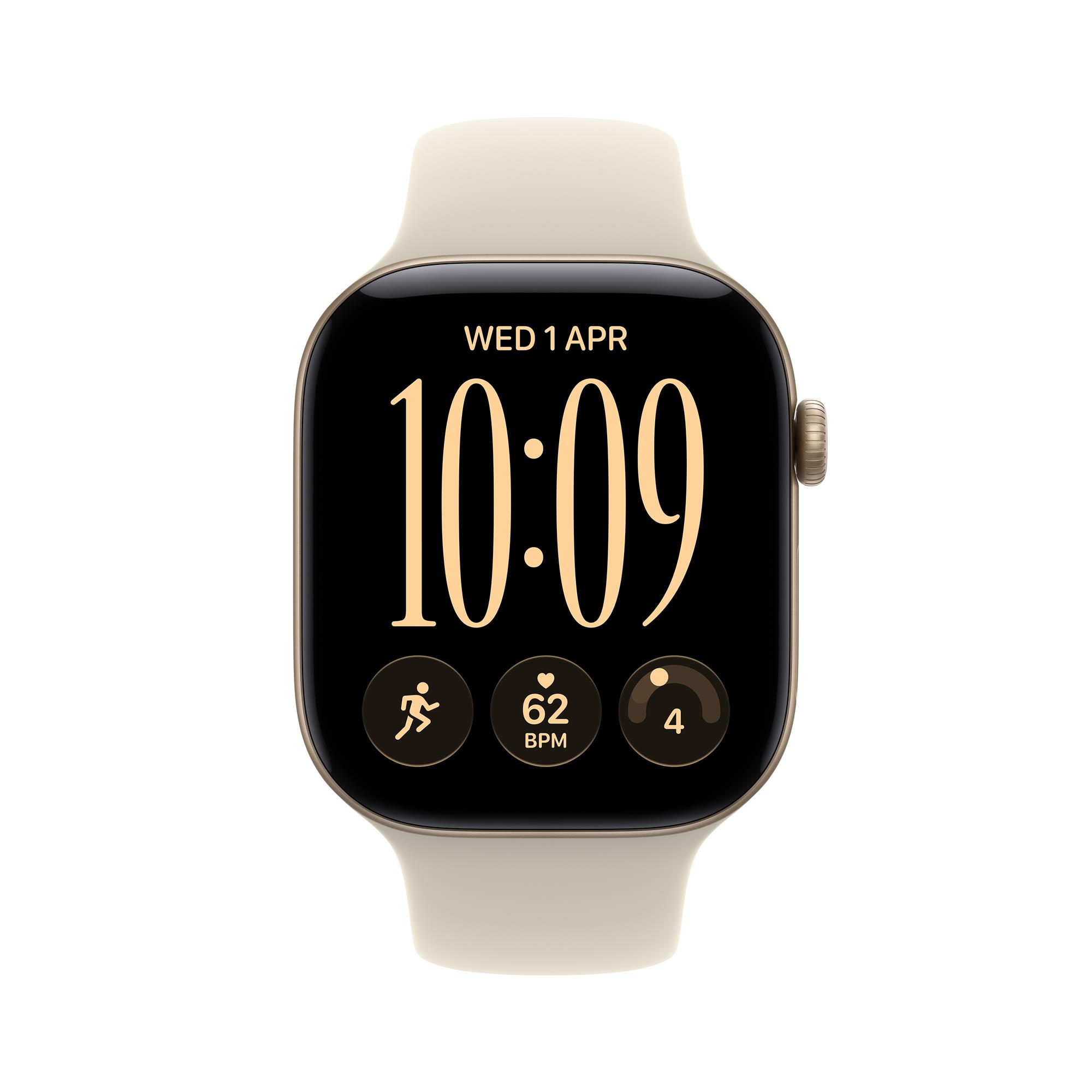Apple Watch Series 12 GPS + Cellular 46mm Light Gold Aluminium Case with Sand Sport Band - M/L