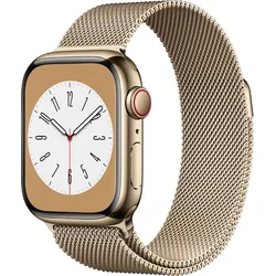 Apple Watch Series 8 GPS + Cellular 41mm Gold Stainless Steel Case with Gold Milanese Loop