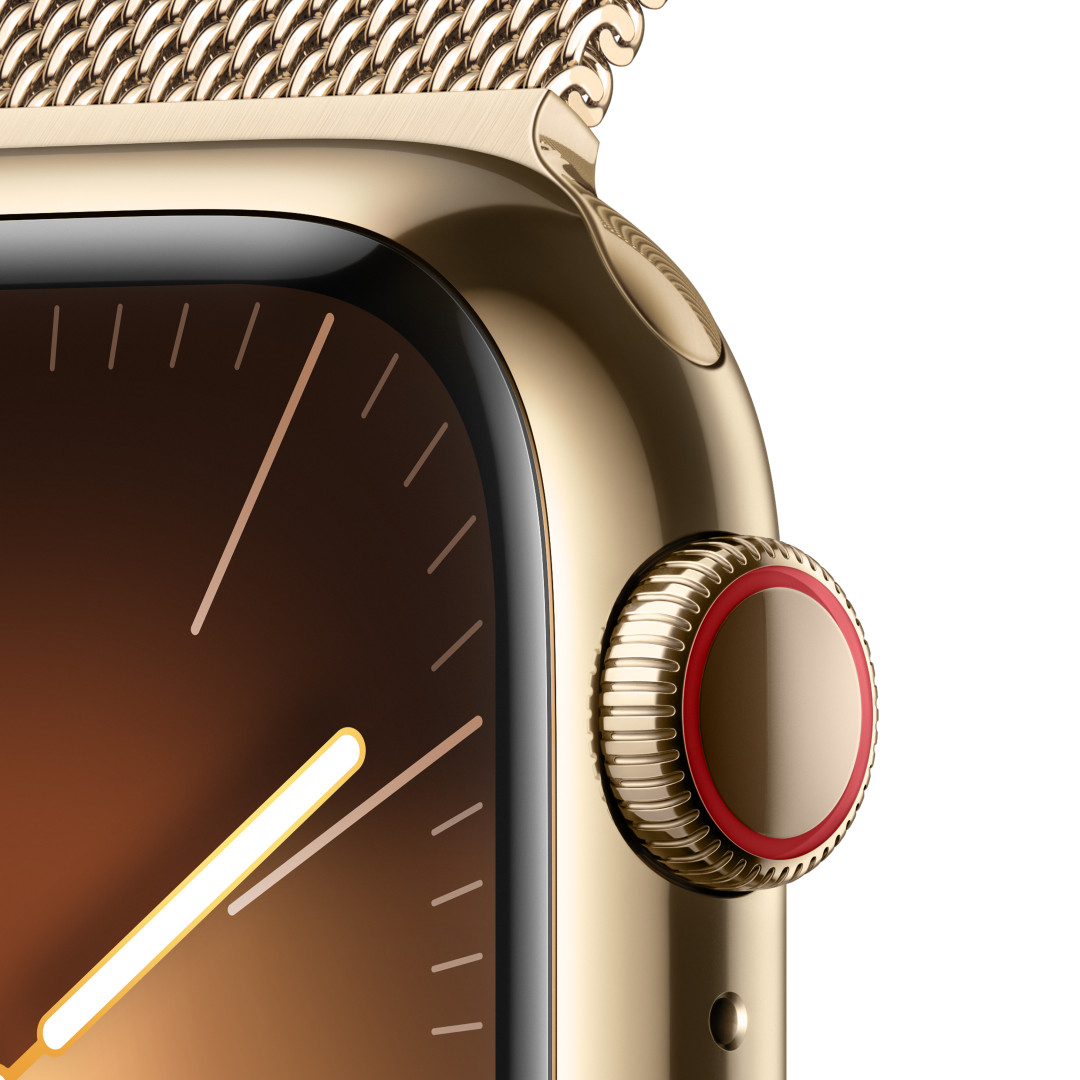 Apple Watch Series 9 41 mm Cellular Gold z nehrdzavejúcej ocele so zlatým milánskym napínačom