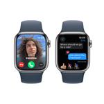 Apple Watch Series 9 41 mm Cellular Silver z nehrdzavejúcej ocele s ľadovo modrým športovým remienkom - M/L