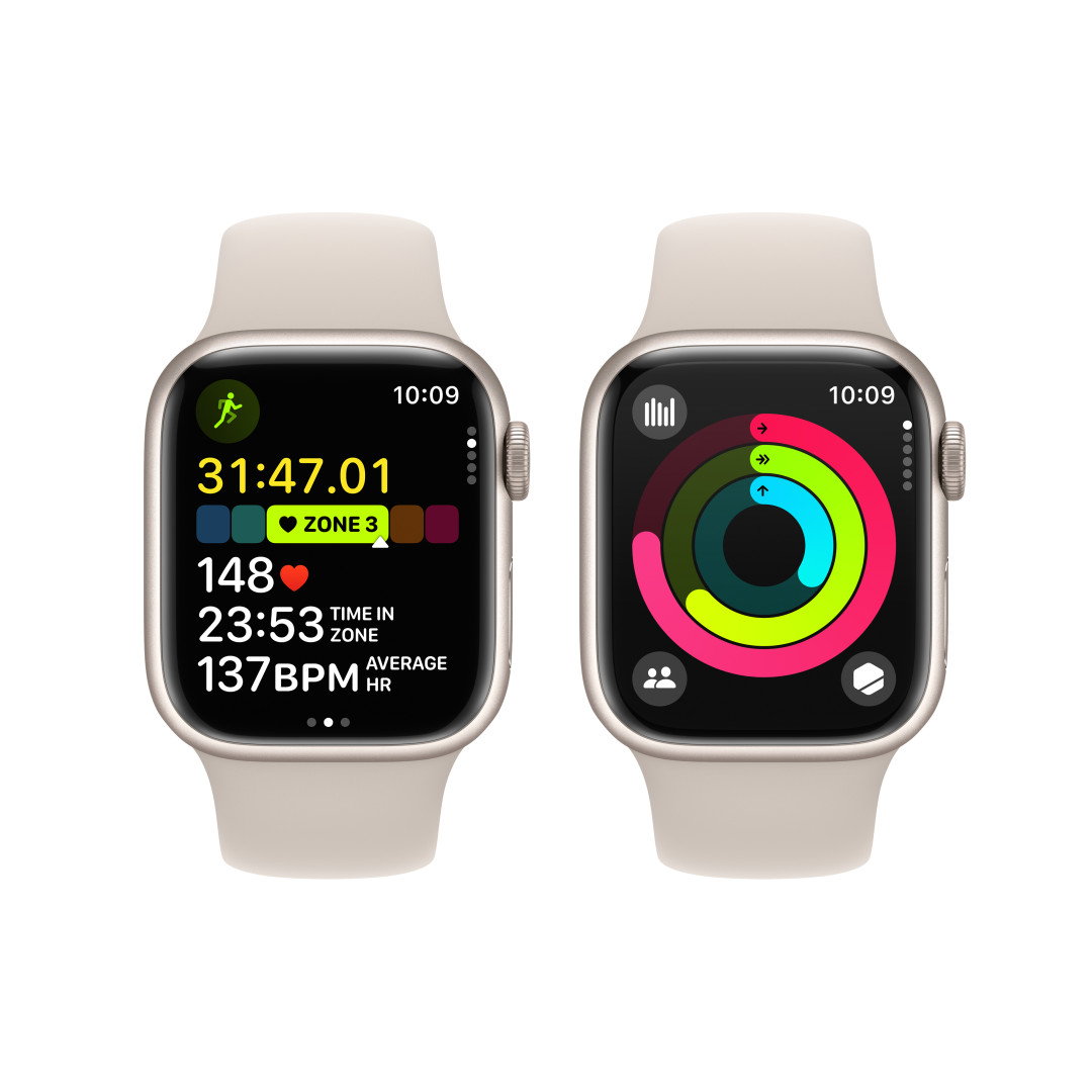 Apple Watch Series 9 41 mm Cellular Star White Aluminium s bielym športovým remienkom Star - M/L