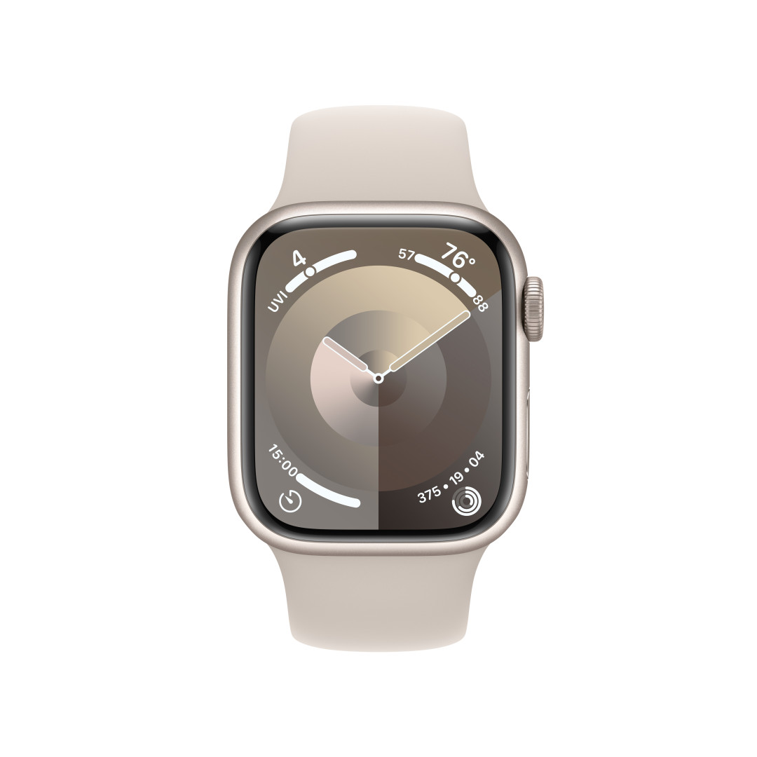 Apple Watch Series 9 41 mm Cellular Star White Aluminium s bielym športovým remienkom Star - S/M