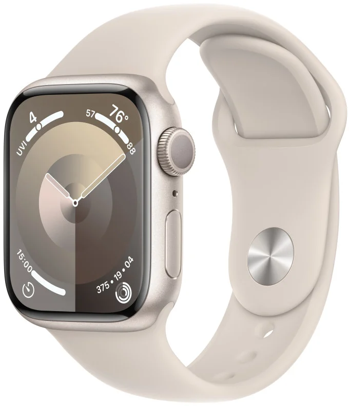 Apple Watch Series 9 41 mm Star White Aluminium s bielym športovým remienkom - M/L
