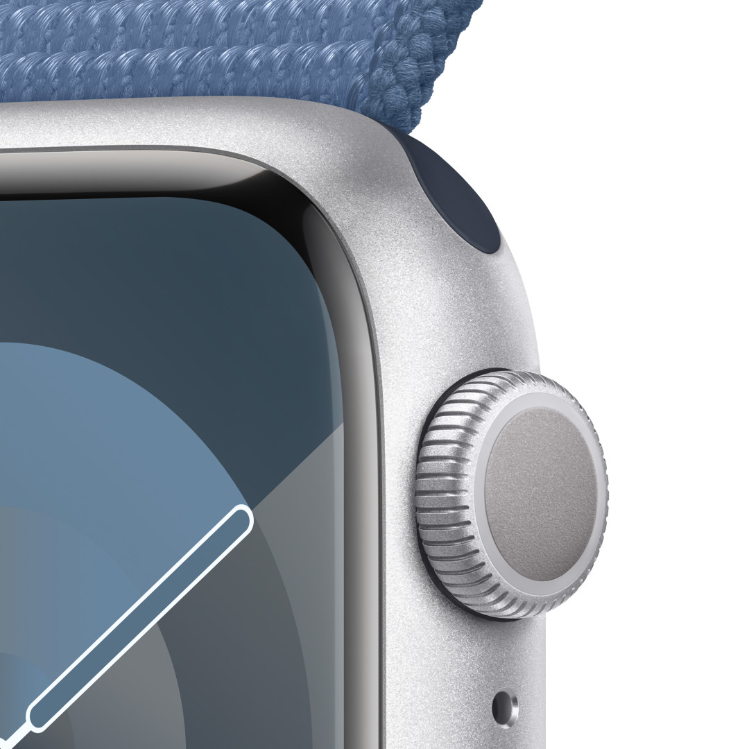 Apple Watch Series 9 41 mm strieborné hliníkové s ľadovo modrým športovým remienkom