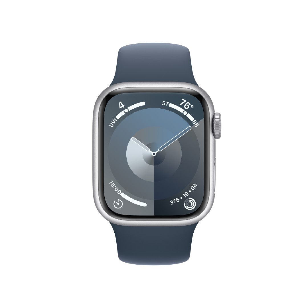 Apple Watch Series 9 41 mm strieborné hliníkové s ľadovo modrým športovým remienkom - S/M