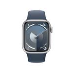 Apple Watch Series 9 41 mm strieborné hliníkové s ľadovo modrým športovým remienkom - S/M