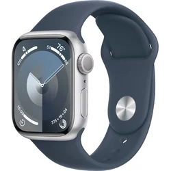 Apple Watch Series 9 41 mm strieborný hliník s ľadovo modrým športovým remienkom - M/L
