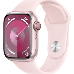 Apple Watch Series 9 41mm Cellular Růžový hliník se světle růžovým sportovním řemínkem - M/L