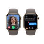 Apple Watch Series 9 41mm Cellular Zlatý nerez s jílově šedým sportovním řemínkem - M/L