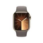 Apple Watch Series 9 41mm Cellular Zlatý nerez s jílově šedým sportovním řemínkem - S/M