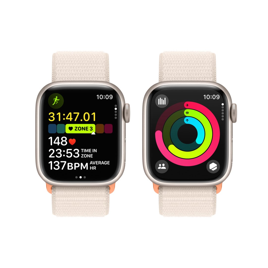 Apple Watch Series 9 41mm Hvězdně bílý hliník s hvězdně bílým provlékacím sportovním řemínkem