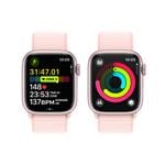 Apple Watch Series 9 41mm Růžový hliník se světle růžovým provlékacím sportovním řemínkem