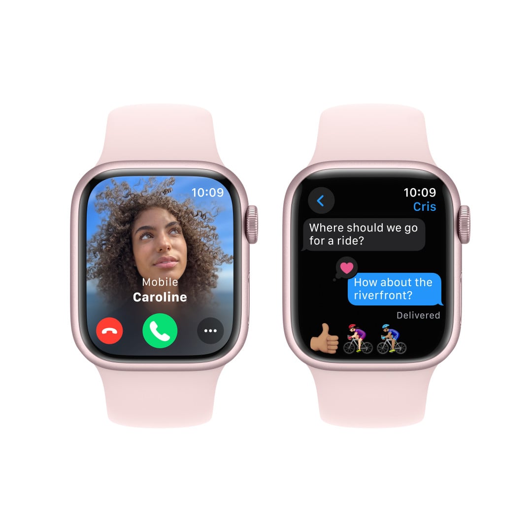 Apple Watch Series 9 41mm Růžový hliník se světle růžovým sportovním řemínkem - S/M