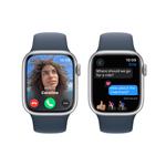 Apple Watch Series 9 41mm Stříbrný hliník s ledově modrým sportovním řemínkem - S/M