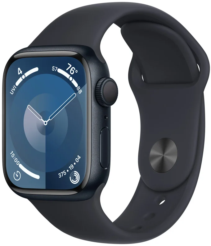 Apple Watch Series 9 41mm Temně inkoustový hliník s temně inkoustovým sportovním řemínkem - M/L