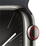 Apple Watch Series 9 45 mm Cellular Grafitovo sivá nehrdzavejúca oceľ s tmavým atramentovým športovým remienkom - S/M