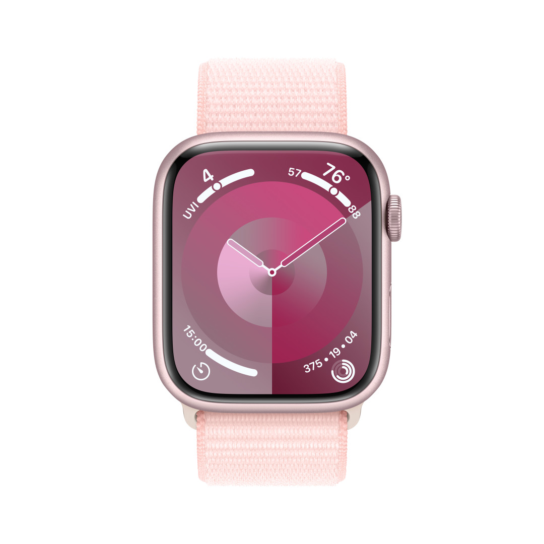 Apple Watch Series 9 45 mm Cellular Pink Aluminium so svetloružovým športovým remienkom