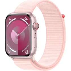 Apple Watch Series 9 45 mm Cellular Pink Aluminium so svetloružovým športovým remienkom