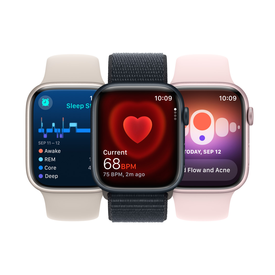 Apple Watch Series 9 45 mm Cellular Silver Aluminium s ľadovo modrým športovým remienkom - S/M