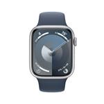 Apple Watch Series 9 45 mm Cellular Silver Aluminium s ľadovo modrým športovým remienkom - S/M