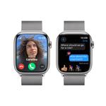 Apple Watch Series 9 45 mm Cellular Silver z nehrdzavejúcej ocele so strieborným milánskym napínačom