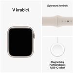 Apple Watch Series 9 45 mm Cellular Star White Aluminium s bielym športovým remienkom Star - M/L