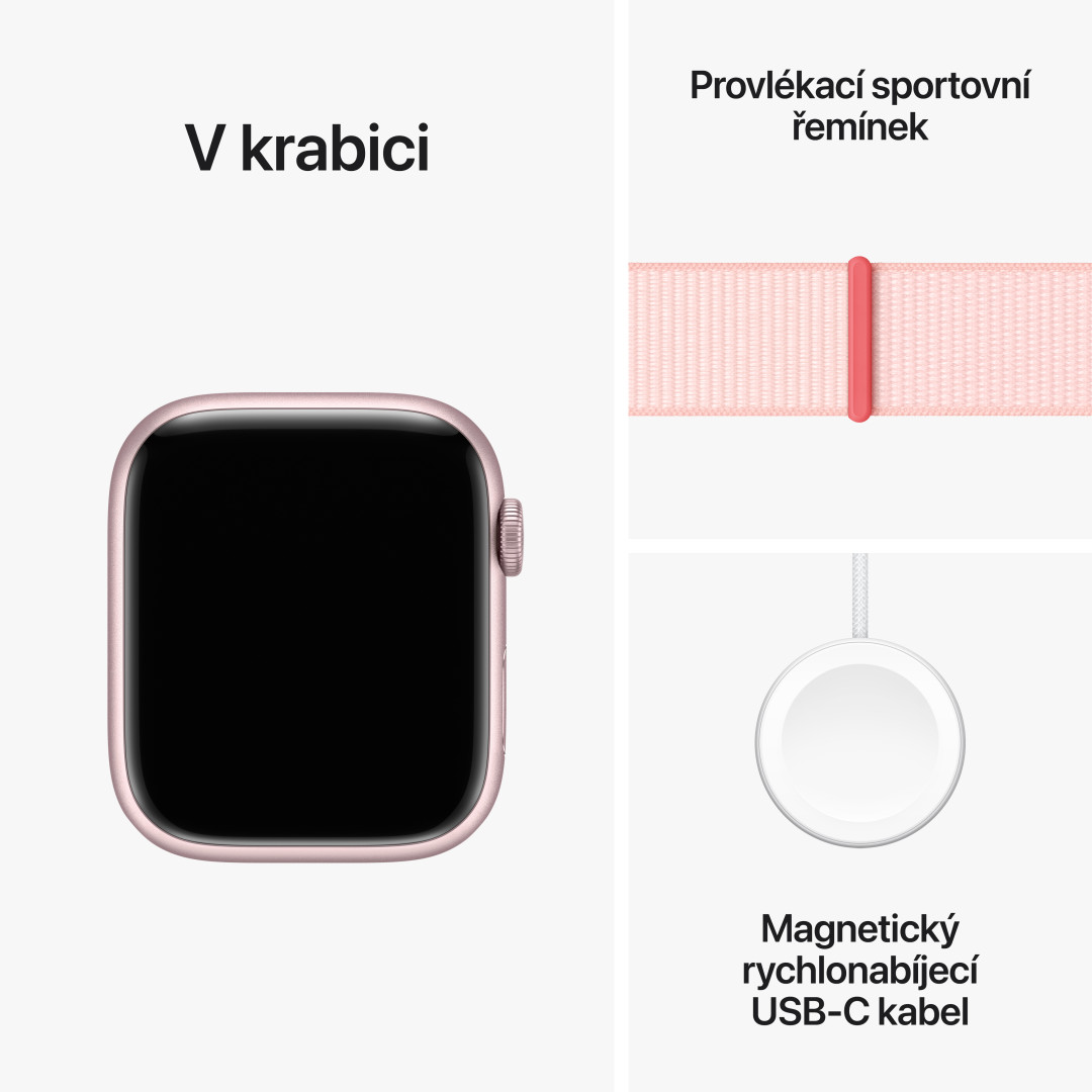 Apple Watch Series 9 45 mm ružový hliník so svetloružovým športovým remienkom