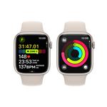 Apple Watch Series 9 45mm Cellular Hvězdně bílý hliník s hvězdně bílým sportovním řemínkem - S/M