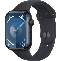 Apple Watch Series 9 45mm Cellular Temně inkoustový hliník s temně inkoustovým sportovním řemínkem - M/L
