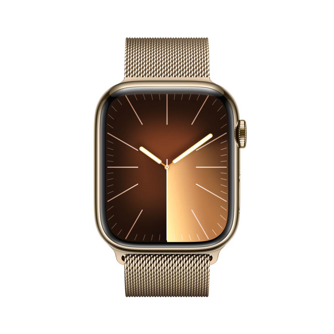 Apple Watch Series 9 45mm Cellular Zlatý nerez se zlatým milánským tahem