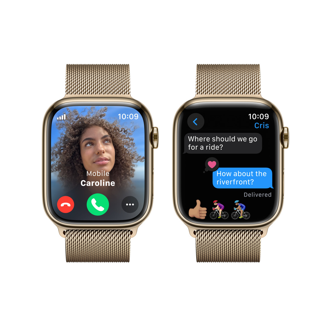Apple Watch Series 9 45mm Cellular Zlatý nerez se zlatým milánským tahem