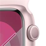 Apple Watch Series 9 45mm Růžový hliník se světle růžovým sportovním řemínkem - S/M