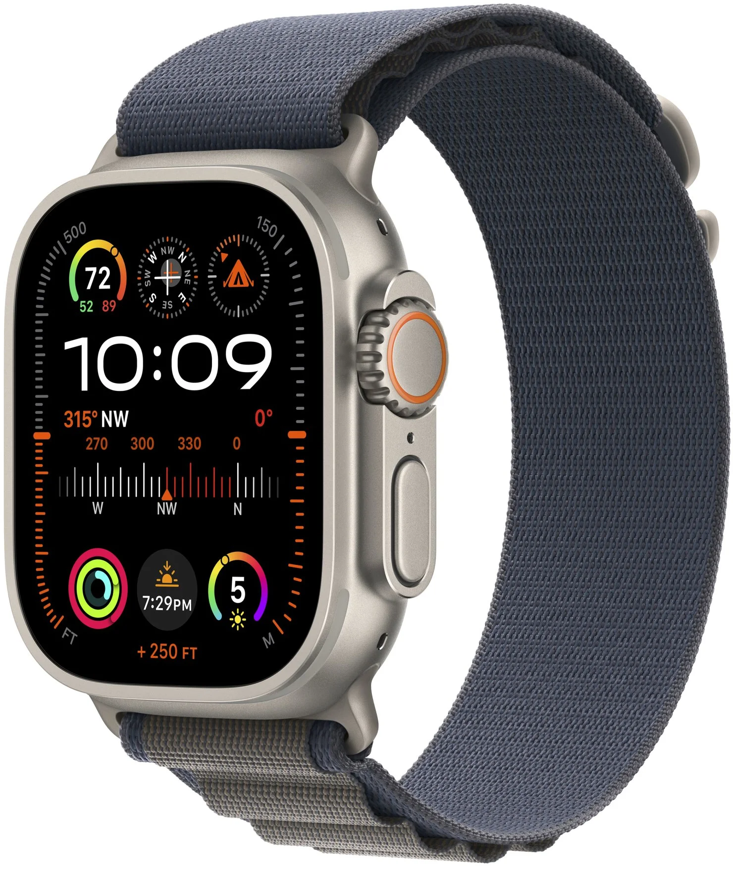 Apple Watch Ultra 2 49mm titanové pouzdro s modrým alpským tahem - Large