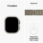 Apple Watch Ultra 2 49mm titanové pouzdro s olivovým alpským tahem - Large