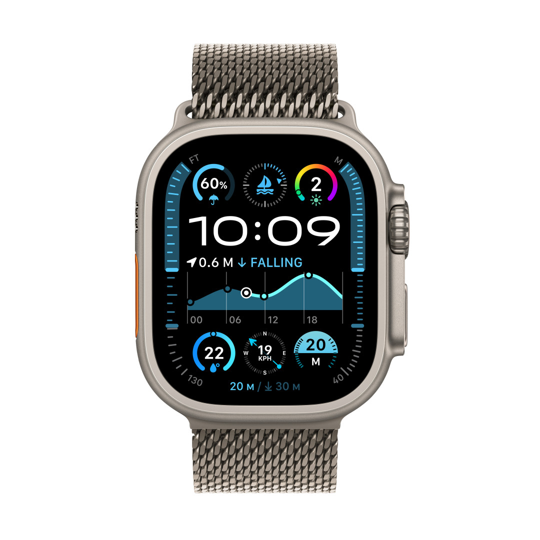 Apple Watch Ultra 2 GPS + Cellular 49 mm puzdro z prírodného titánu s milánskou slučkou z prírodného titánu - L (MX5T3CS/A)