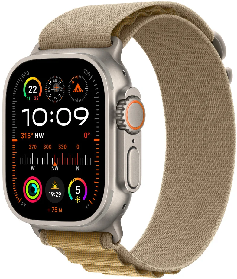 Apple Watch Ultra 2 GPS + Cellular 49 mm puzdro z prírodného titánu s opálenou alpskou slučkou - malé (MX4E3CS/A)