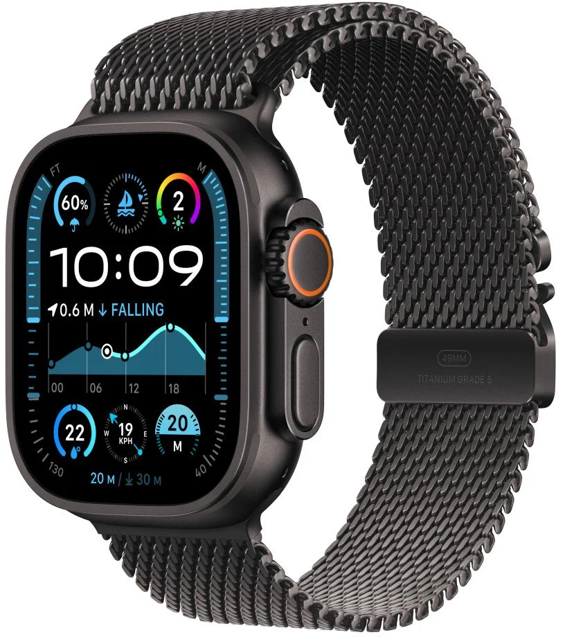 Apple Watch Ultra 2 GPS + Cellular 49mm Black Titanium Case with Black Titanium Milanese Loop - L (MX5V3CS/A)