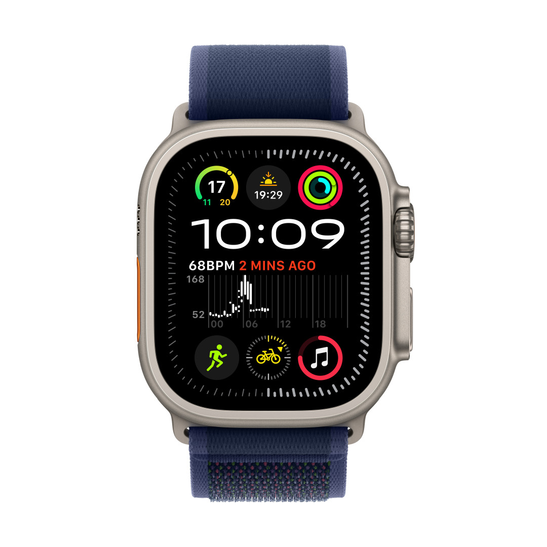 Apple Watch Ultra 2 GPS + Cellular 49mm Natural Titanium Case with Blue Trail Loop - M/L (MX4L3CS/A)