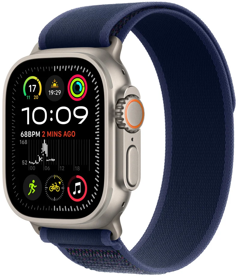 Apple Watch Ultra 2 GPS + Cellular 49mm Natural Titanium Case with Blue Trail Loop - M/L (MX4L3CS/A)