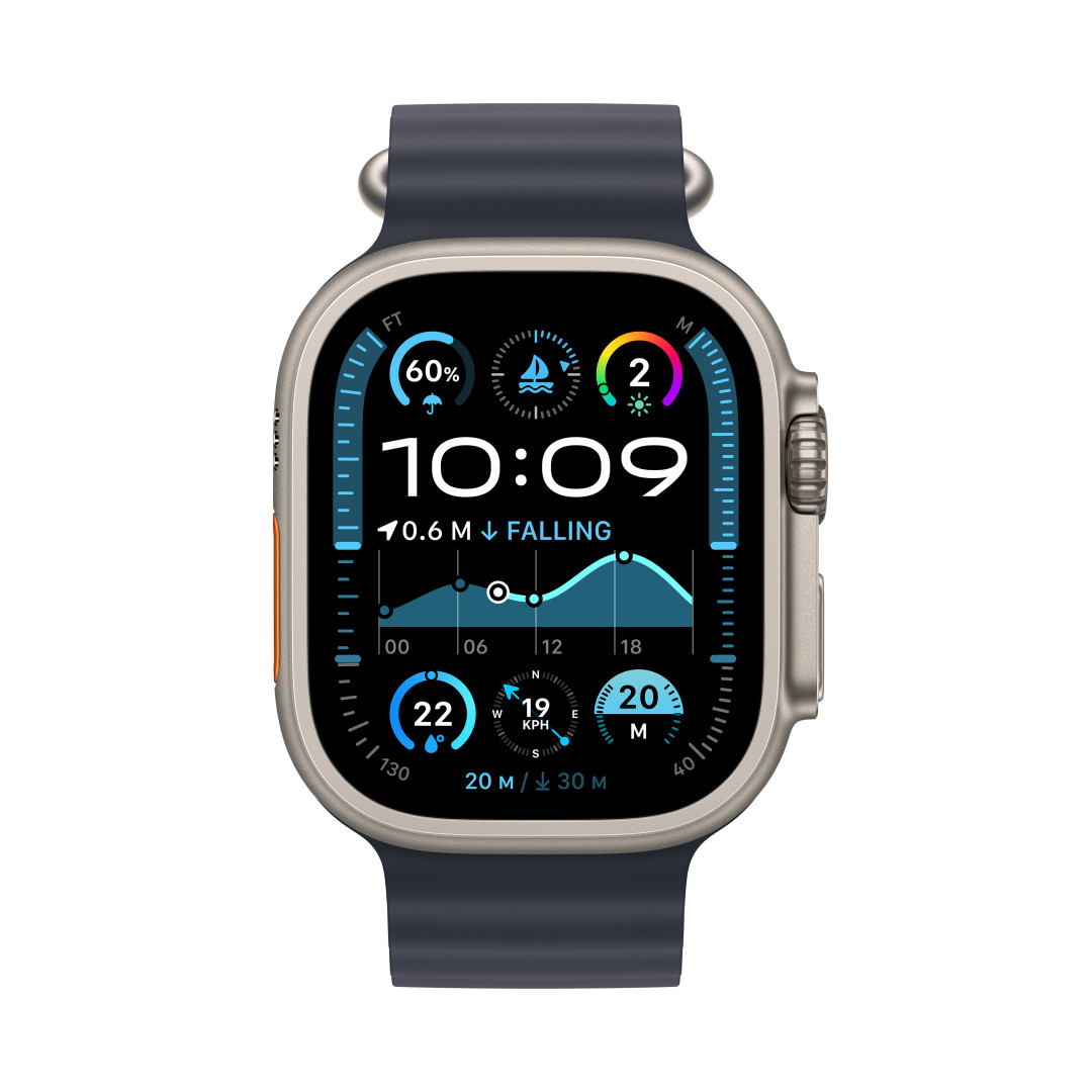 Apple Watch Ultra 2 GPS + Cellular 49mm Natural Titanium Case with Navy Ocean Band (MX4D3CS/A)