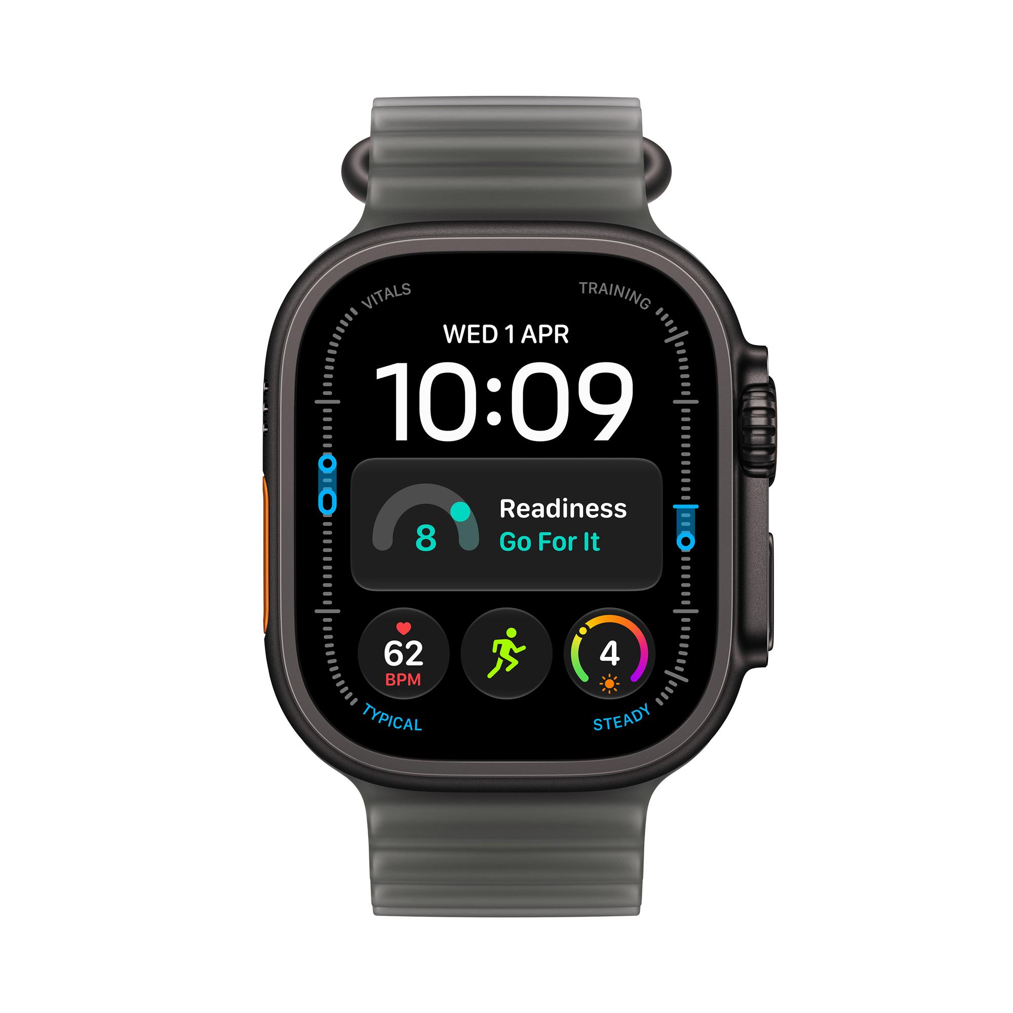 Apple Watch Ultra 4 GPS + Cellular 49mm Black Titanium Case with Translucent Black Ocean Band