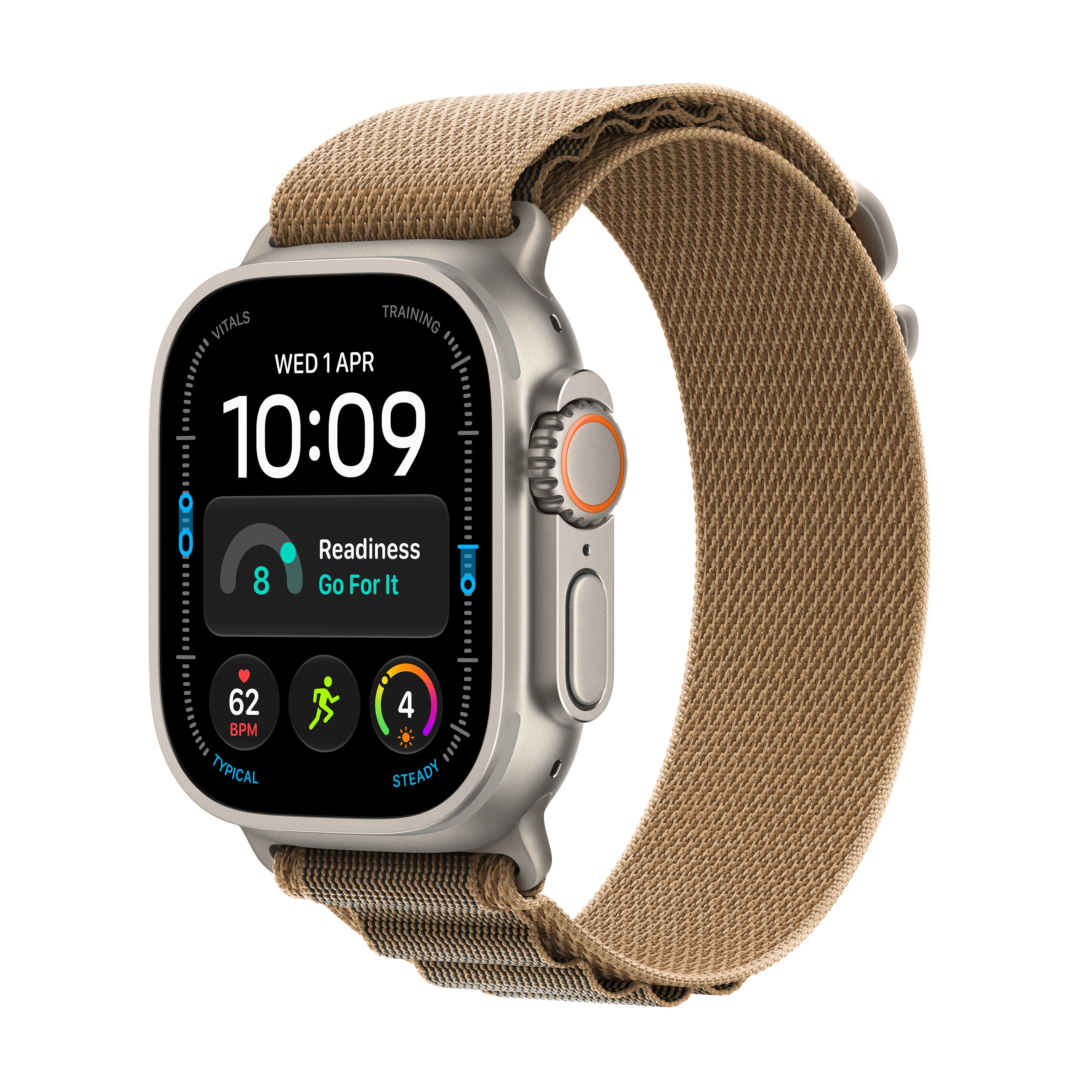 Apple Watch Ultra 4 GPS + Cellular 49mm Natural Titanium Case with Desert Alpine Loop - S