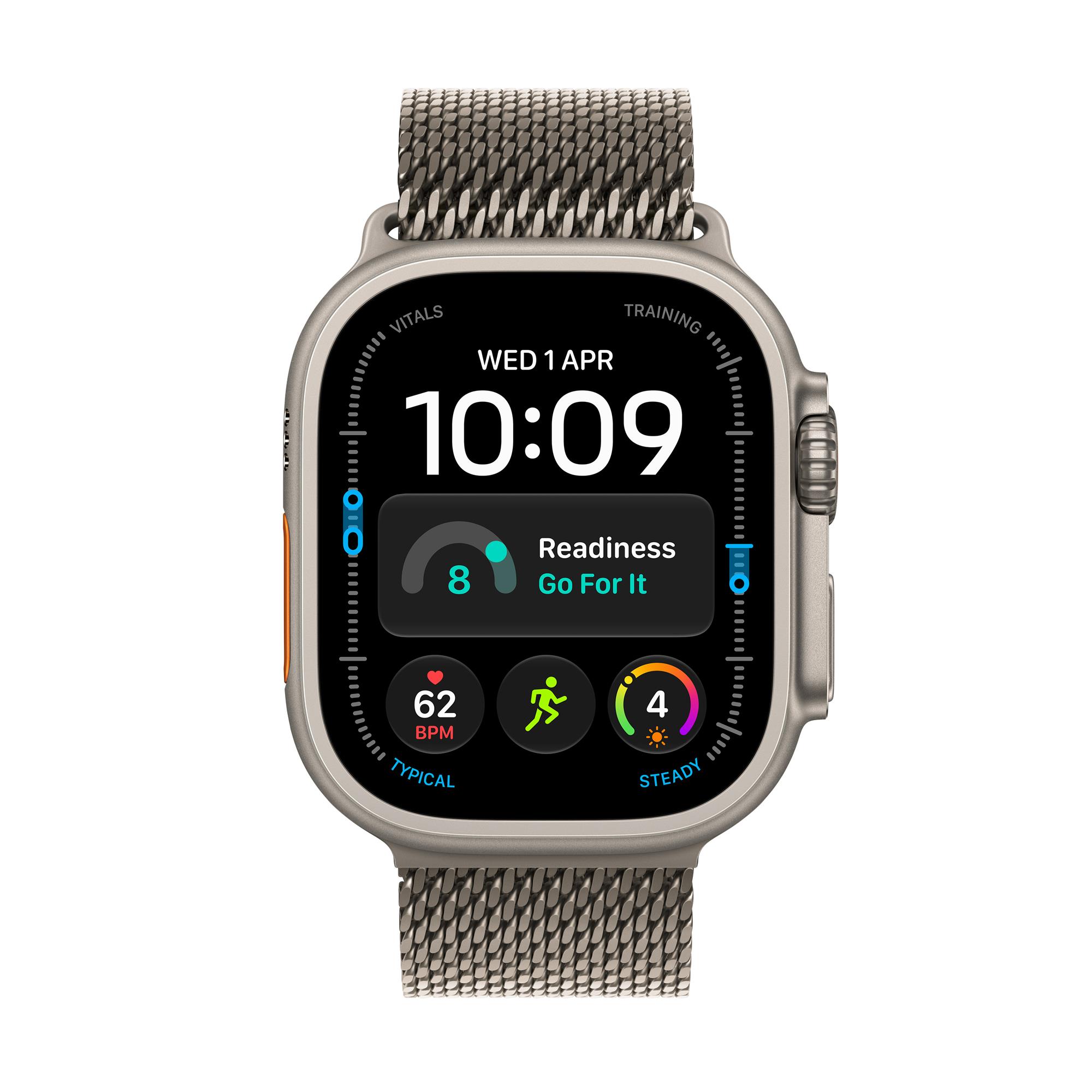 Apple Watch Ultra 4 GPS + Cellular 49mm Natural Titanium Case with Natural Titanium Milanese Loop - S