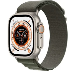 Apple Watch Ultra GPS Cellular, 49 mm titánové puzdro so zelenou alpskou slučkou - veľké (mqfp3cs/a)